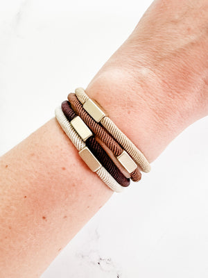 IN STOCK Hair Tie Bracelet Sets - Neutral Gold Accents