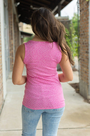 IN STOCK Luxe Crew Tank - Hot Pink Leaf