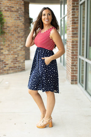 IN STOCK Kelsey Tank Dress - Stars and Stripes