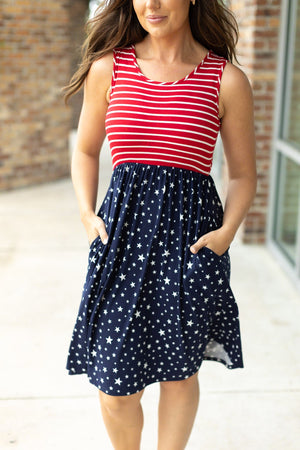 IN STOCK Kelsey Tank Dress - Stars and Stripes