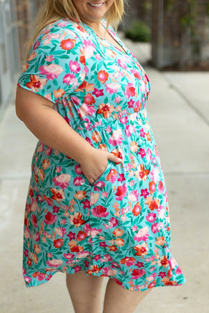 IN STOCK Tinley Dress - Aqua and Pink Floral