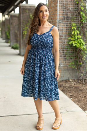 IN STOCK Cassidy Midi Dress - Blue Floral Mix