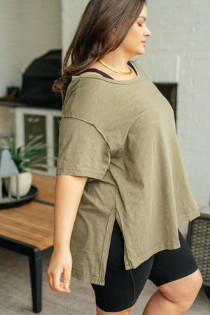 Let Me Live Relaxed Tee in Army