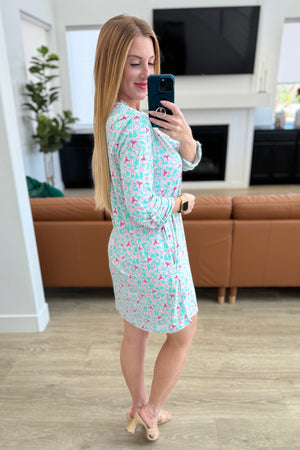 Lizzy Dress in Mint and Magenta