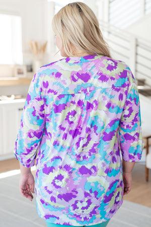 Lizzy Top in Lavender and Purple Brush Strokes