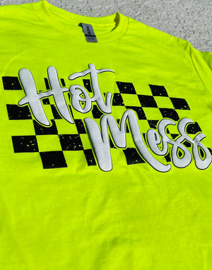 Hot Mess Checkered (Safety Green)