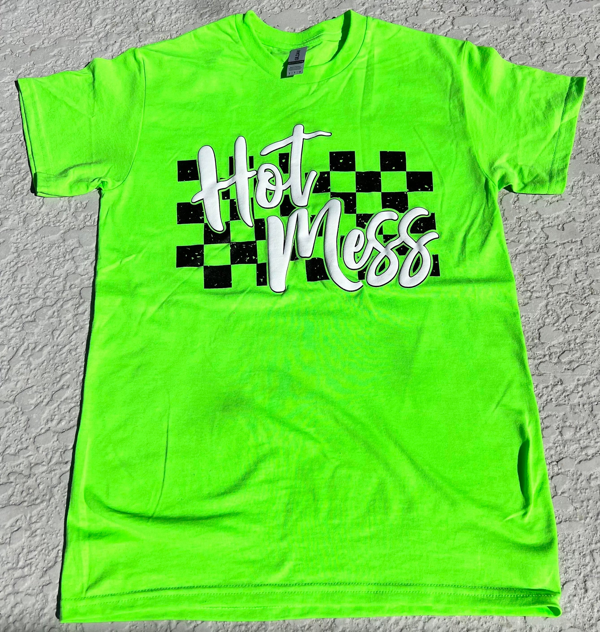 Hot Mess Checkered (Neon Green)