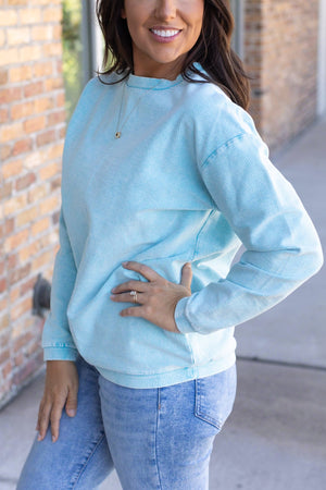 IN STOCK Catherine Corded Pullover - Ocean Blue