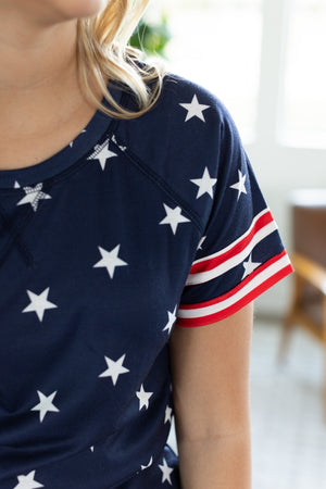 IN STOCK Kylie Tee - Navy Stars and Stripes