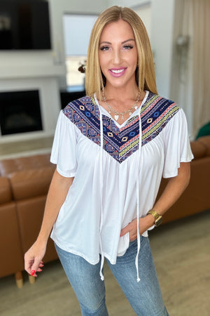 Casually Boho Keyhole Neckline Top