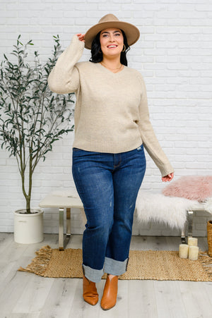 Chai Latte V-Neck Sweater in Oatmeal