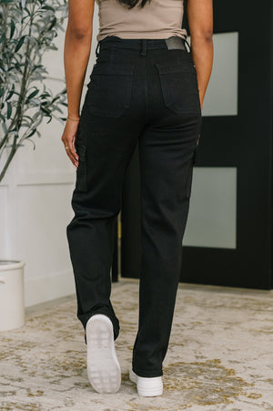 Keira High Waist Cargo Wide in Black