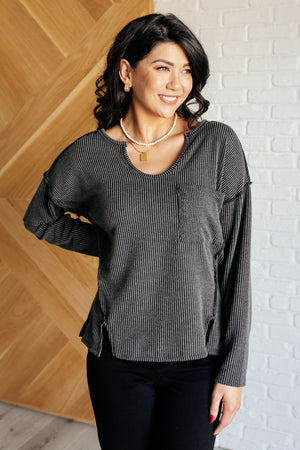 Kinda Sorta Ribbed Top in Charcoal