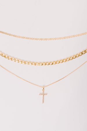 Layered Faith Necklace in Gold