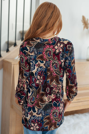 Lizzy Top in Wine Paisley