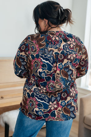 Lizzy Top in Wine Paisley