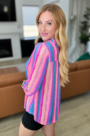 Lizzy Top in Blue and Pink Stripe
