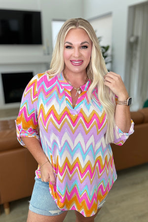 Lizzy Top in Orange Multi Chevron