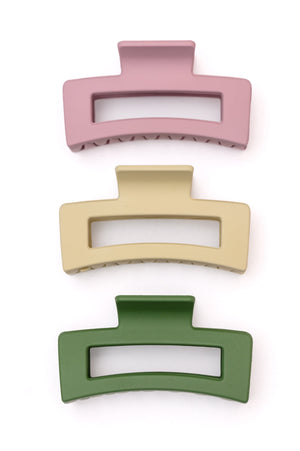 Matte Rectangle Claw Clip Set of 3