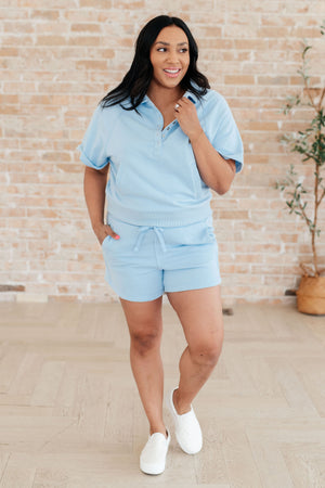 We're Only Getting Better Drawstring Shorts in Sky Blue