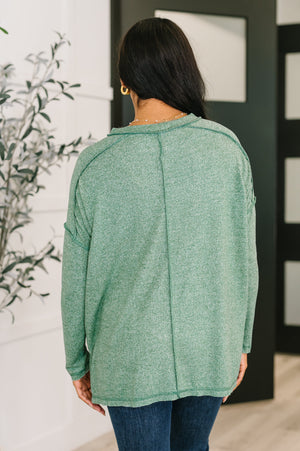 Mellow Mood Heathered Pullover in Dark Green