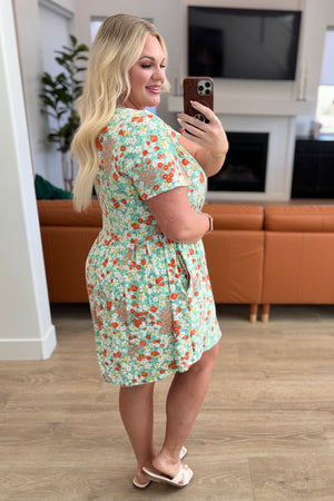 Mint Fields Forever Floral Dress