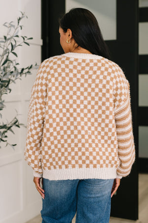 Pattern Play Oversized Pullover in Taupe