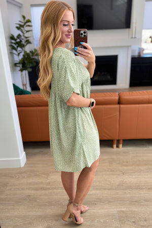 Rodeo Lights Dolman Sleeve Dress in Green Floral
