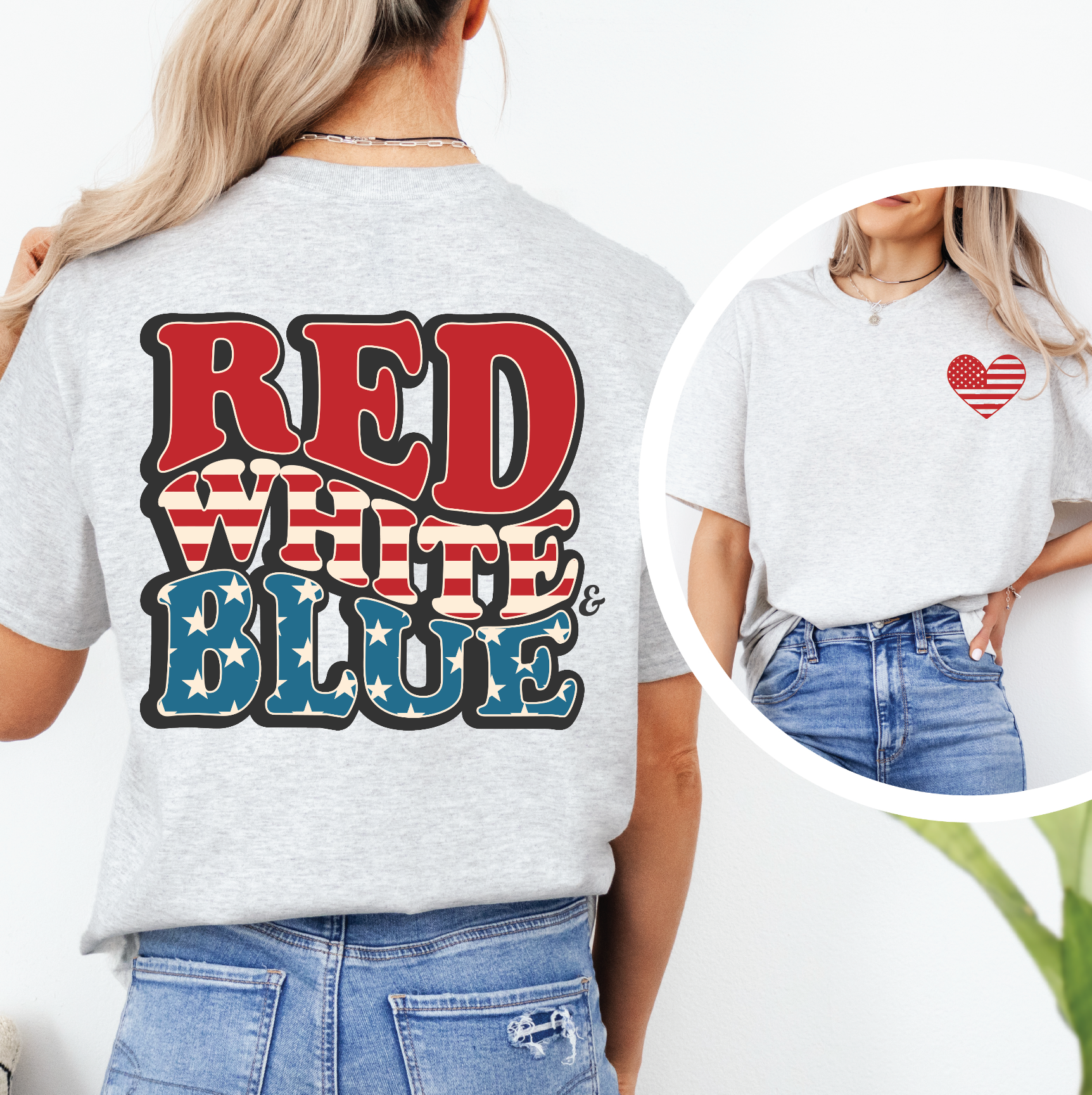 RED, WHITE & BLUE w/ Pocket Heart
