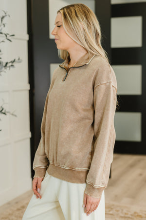 You Should Know Half Zip Pullover in Deep Camel