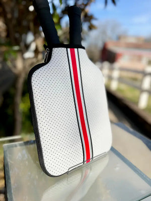 Pickleball Paddle Cover in White/Red
